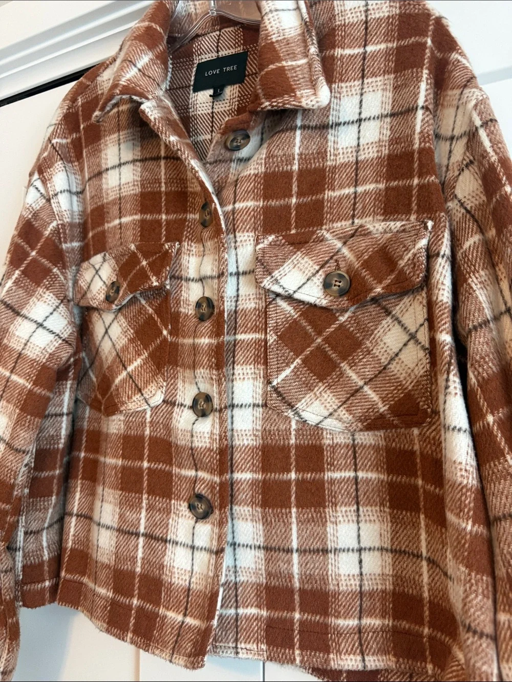 Love Tree Flannel Cropped Shacket